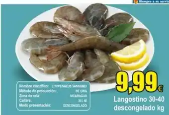 FROIZ Langostino 30-40 descongelado kg oferta