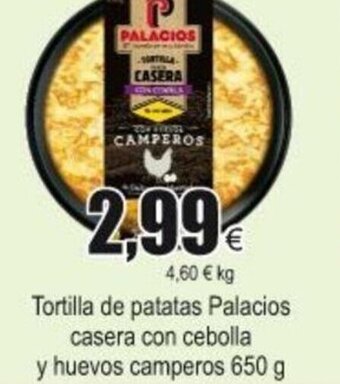 FROIZ Tortilla de patatas Palacios casera con cebolla y huevos camperos 650g oferta
