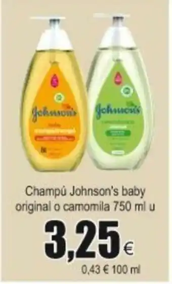 FROIZ Champú Johnson's baby original o camomila 750ml u oferta
