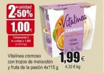 FROIZ Vitalinea cremoso con trozos de melocoton y fruta de la pasión 4x115g oferta
