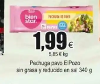 FROIZ Pechuga pavo Elpozo sin grasa y reducido en sal 340g oferta