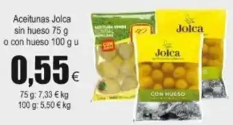 FROIZ Aceitunas Jolca sin hueso 75g o con hueso 100g u oferta