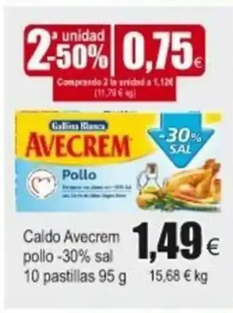 FROIZ Caido Avecrem pollo -30% sal 10 pastillas 95g oferta