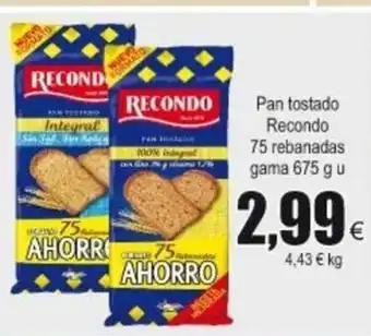 FROIZ Pan tostados Recondo 75 rebanadas gama 675g u oferta