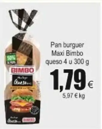 FROIZ Pan Burger Maxi Bimbo queso 4 u 300g oferta