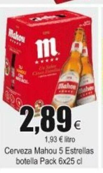 FROIZ Cerveza Mahou 5 Estrellas botella Pack 6x25cl oferta