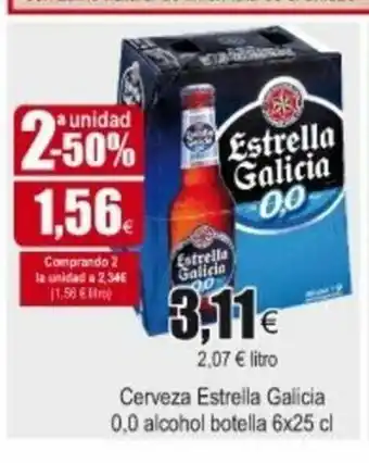FROIZ Cerveza Estrella Galicia 0,0 alcohol botella 6x25cl oferta