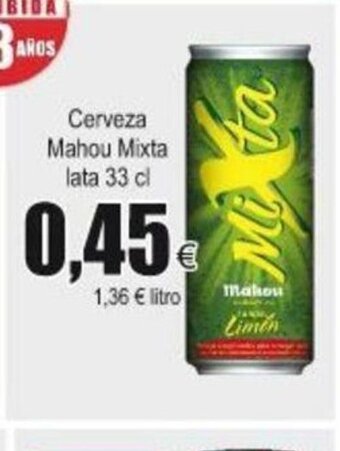 FROIZ Cerveza Mahou Mixta lata 33cl oferta