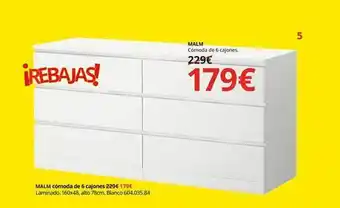IKEA Malm cómoda de 6 cajones oferta