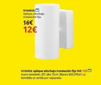 IKEA Nymane aplique alto bajo instalación oferta