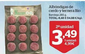 La Sirena Albóndigas de cerdo y ternera bio bandeja oferta