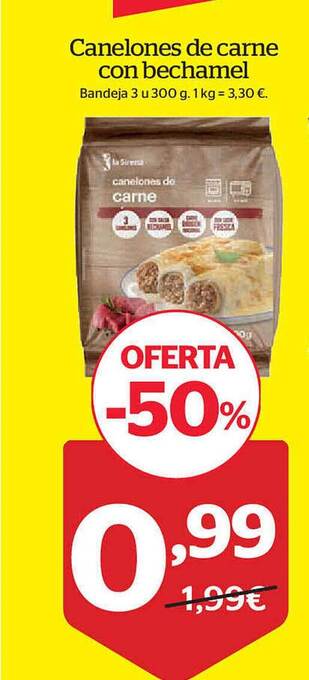 La Sirena Canelones de carne con bechamel oferta