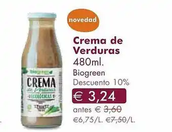 NaturaSí Crema de verduras biogreen descuento 10% oferta