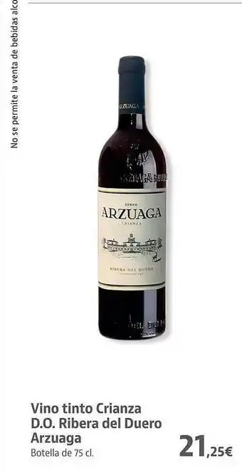 Supermercados Sánchez Romero Vino tinto crianza d.o. ribera del duero arzuega botella oferta