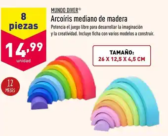 ALDI Mundo Diver Arcoíris mediano de madera 8 piezas Tamaño: 26 x 12,5 x 4,5 cm oferta