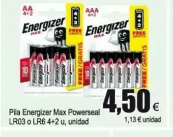 FROIZ Pila Energizer Max Powerseal LR03 o LR6 4+2 u oferta