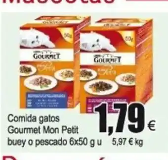 FROIZ Comida gatos Gourmet Mon Petit buey o pescado 6x50g u oferta