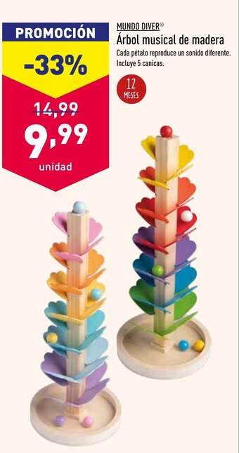 ALDI Mundo Diver Árbol musical de madera oferta