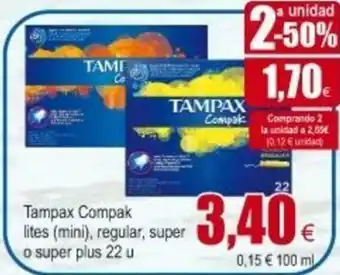 FROIZ Tampax Compak lites, regular, super o super plus 22u oferta