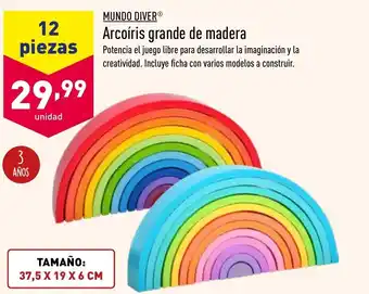 ALDI Mundo Diver Arcoíris grande de madera 12 piezas , Tamaño: 37.5 x 19 x 6 cm oferta