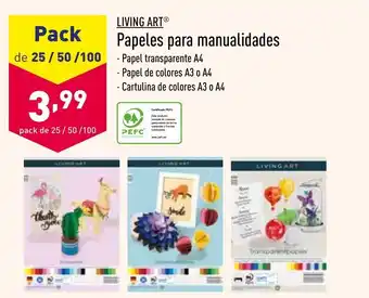 ALDI Living Art Papeles para manualidades Pack de 25 / 50 / 100 oferta