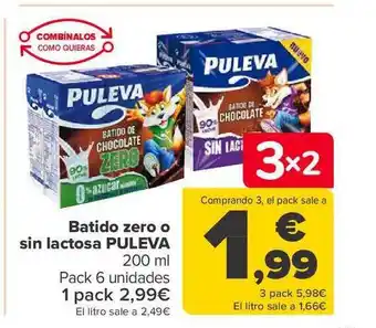 Carrefour Batido zero o sin lactosa puleva pack 6 oferta