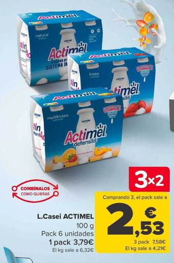 Carrefour L.casei actimel pack 6 oferta