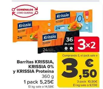 Carrefour Barritas krissia krissia 0% y krissia proteína 1 pack oferta