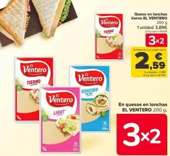 Carrefour Queso en lonchas tierno el ventero oferta