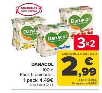 Carrefour Danacol pack 6 oferta