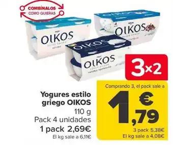 Carrefour Yogures estilo griego oikos pack 4 oferta
