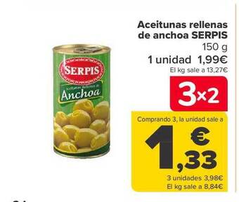 Carrefour Aceitunas rellenas de anchoa serpis oferta