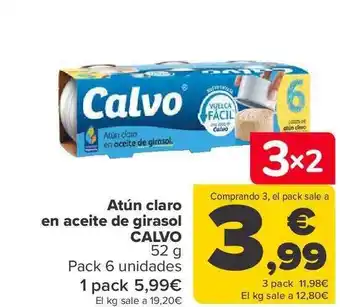 Carrefour Atún claro en aceite de girasol calvo pack 6 oferta