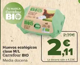 Carrefour Huevos ecológicos clase m-l carrefour bio media docena oferta