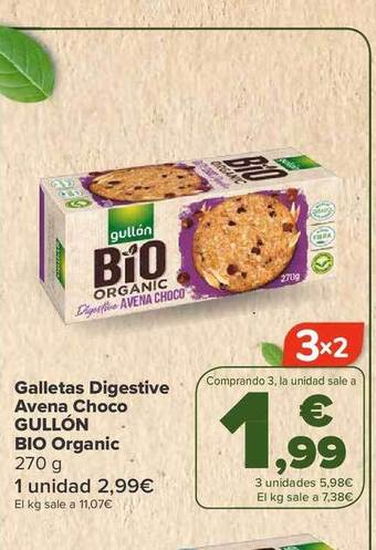 Carrefour Galletas digestive avena choco gullón bio organic oferta