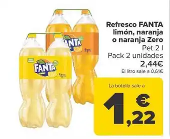 Carrefour Refresco fanta limón, naranja o naranja zero pet pack 2 oferta