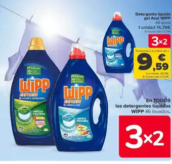 Carrefour Detergente líquido gel azul wipp 46 dosis oferta