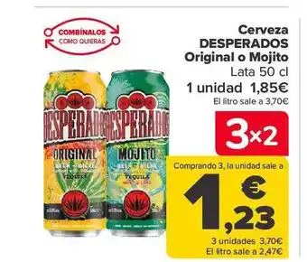 Carrefour Cerveza desperados original o mojito lata oferta