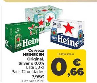 Carrefour Cerveza heineken original, silver o 0,0% oferta