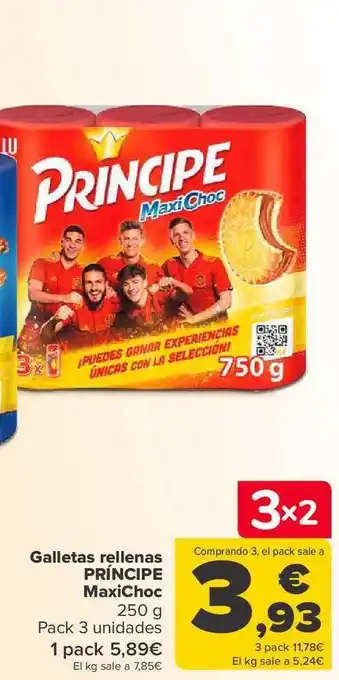 Carrefour Galletas rellenas príncipe maxichoc oferta