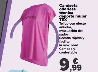 Carrefour Camiseta odorless décnica deporte mujer tex oferta