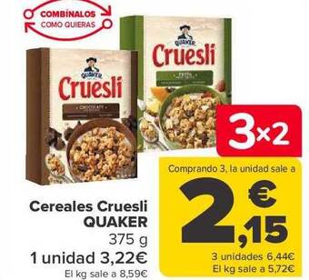 Carrefour Cereales cruesli quaker oferta