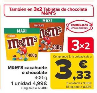 Carrefour M&m's cacahuete o chocolate oferta