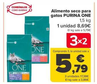 Carrefour Alimento seco para gatos purina one oferta