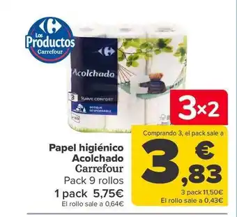 Carrefour Papel higiénico acolchado carrefour pack 9 rollos oferta