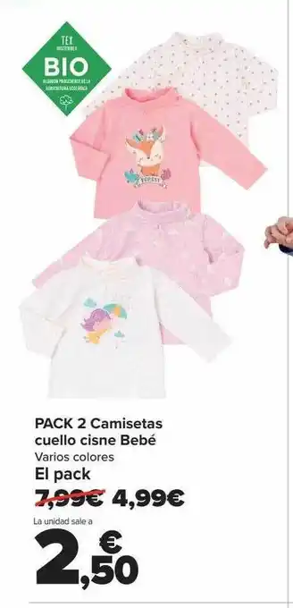 Carrefour Pack 2 camisetas cuello cisne bebé oferta