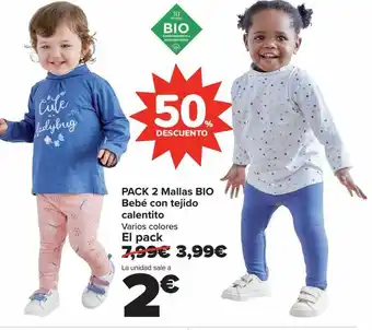 Carrefour Pack 2 mallas bio bebé con tejido calentito varios colores oferta