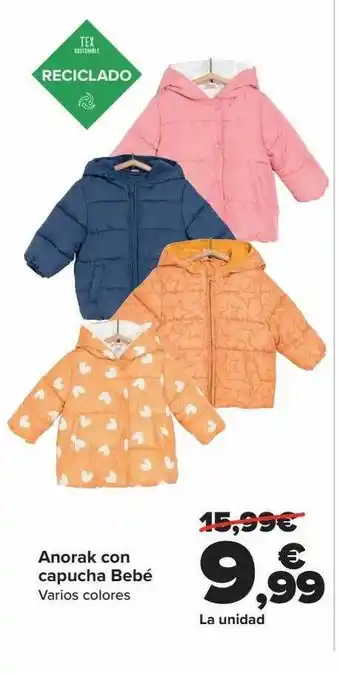 Carrefour Anorak con capucha bebé varios colores oferta