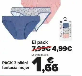 Carrefour Pack 3 bikini fantasia mujer oferta
