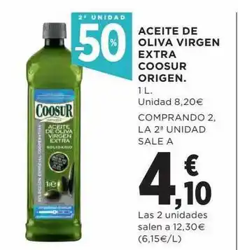 Hipercor 2a unidad -50% aceite de oliva virgen extra coosur origen oferta